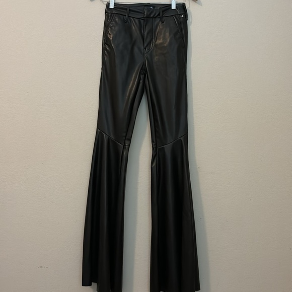 MOTHER The Super Cha Cha Prep Hell Faux Leather Flare Pants 24 - Picture 2 of 15